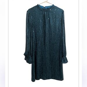 New Julia Jordan Teal Sequin Mock Sheath Midi Size 8 Dress